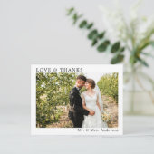 Hochzeit Einfache Minimalistische Liebe und dank M Postkarte (Stehend Vorderseite)