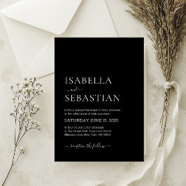 Hochzeit einfache moderne Schwarz Einladung