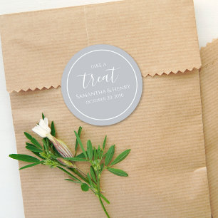 Hochzeit Einfache Silber Kalligrafie Schriftzug Sü Runder Aufkleber