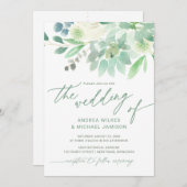 Hochzeit einladen Sukkulent Cactus Watercolor Gree Einladung (Vorne/Hinten)