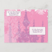 Hochzeit einladen Vintager Kronleuchter Pink Laven Einladungspostkarte (Rückseite)