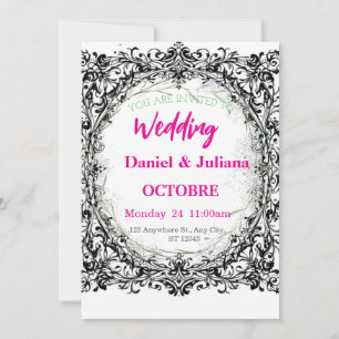 Hochzeit, Einladung, Blumen, rosa, elegant, romant Feiertagskarte