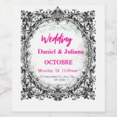 Hochzeit, Einladung, Blumen, rosa, elegant, romant Weinetikett (Einzelnes Label)