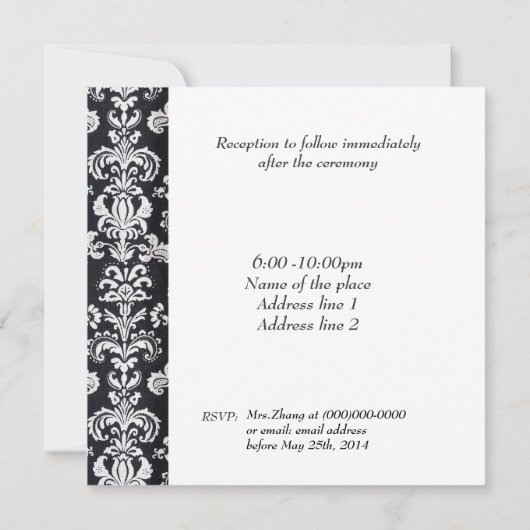 Hochzeit, Einladung der Eltern der Braut. (Rückseite)