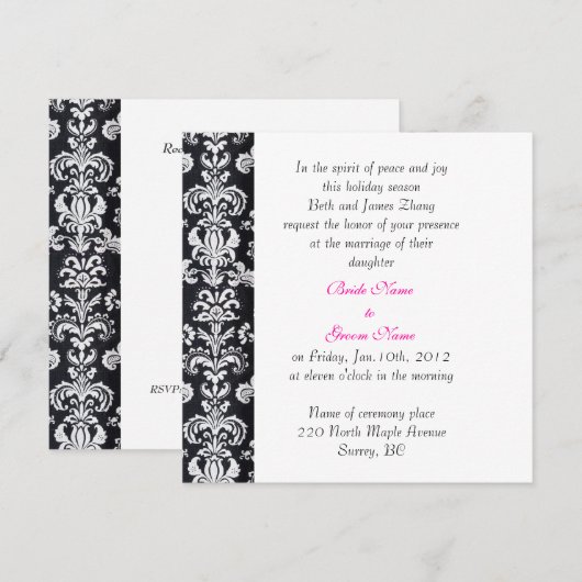 Hochzeit, Einladung der Eltern der Braut. (Vorne/Hinten)