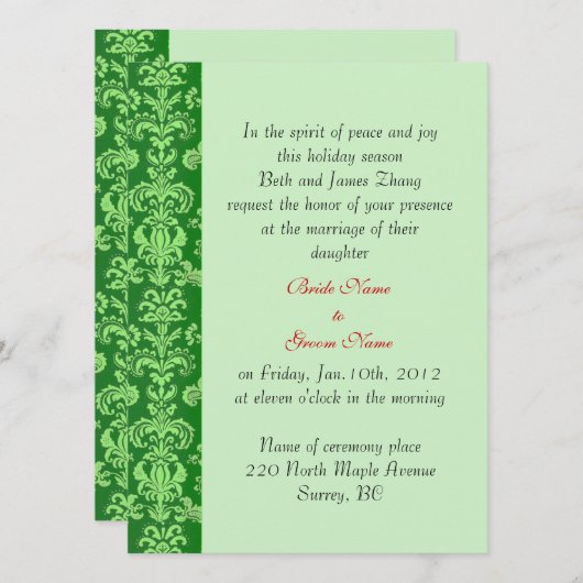 Hochzeit, Einladung der Eltern der Braut. (Vorne/Hinten)