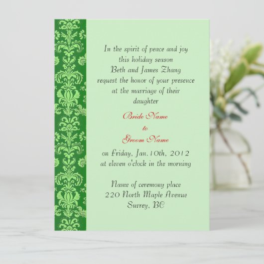 Hochzeit, Einladung der Eltern der Braut. (Stehend Vorderseite)