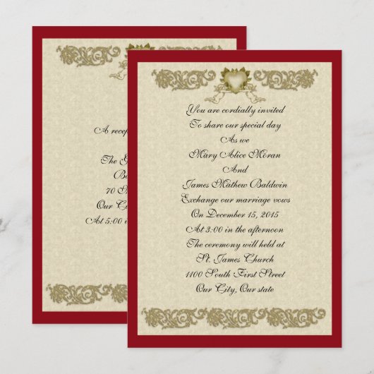 Hochzeit Einladung elegantes Design (Vorne/Hinten)