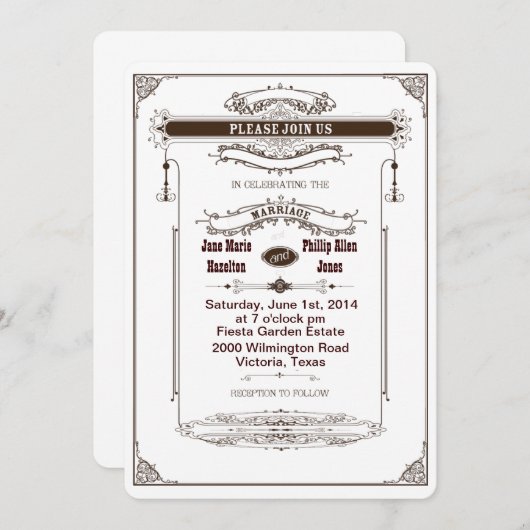 Hochzeit Einladung Viktorianisch Steampunk (Vorne/Hinten)