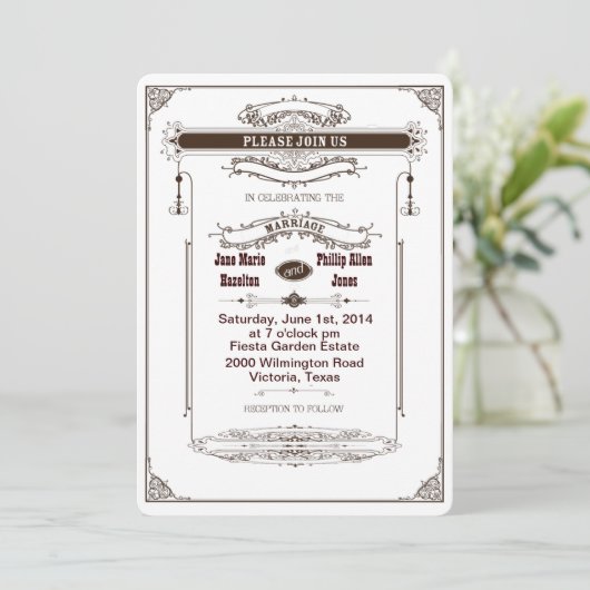 Hochzeit Einladung Viktorianisch Steampunk (Stehend Vorderseite)