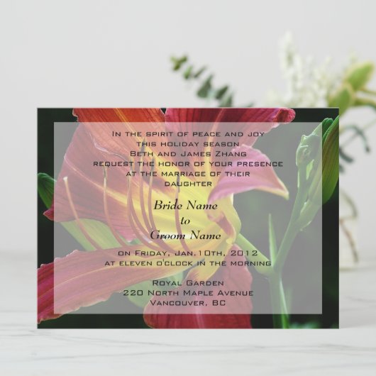 Hochzeit, Einladung von Braut (Stehend Vorderseite)