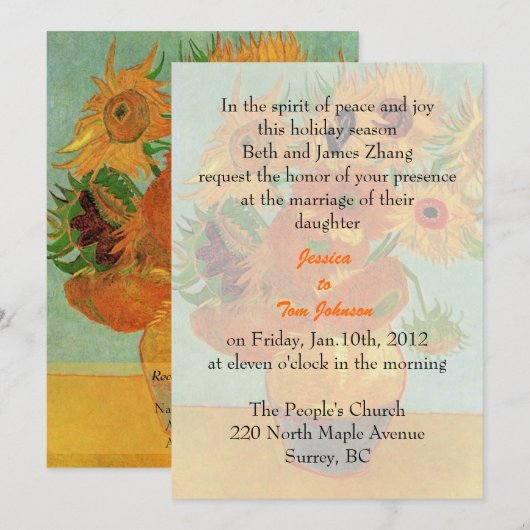 Hochzeit, Einladung von Braut (Vorne/Hinten)