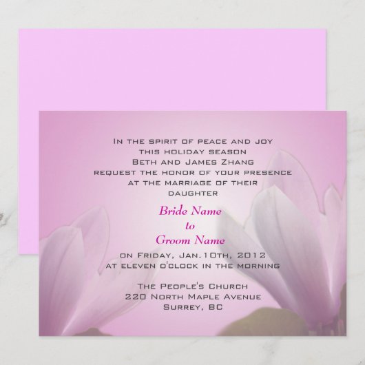 Hochzeit, Einladung von Braut (Vorne/Hinten)