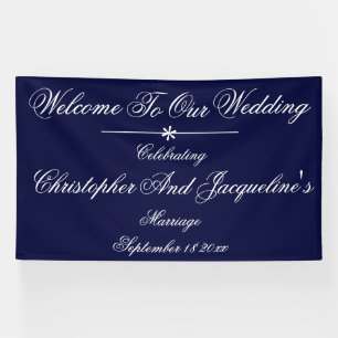 Hochzeit Elegant Blue Background Chic Begrüßung Banner