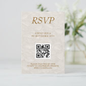Hochzeit Elegant Floral Beige QR RSVP Karte (Stehend Vorderseite)