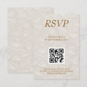 Hochzeit Elegant Floral Beige QR RSVP Karte (Vorne/Hinten)