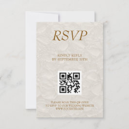 Hochzeit Elegant Floral Beige QR RSVP Karte