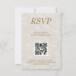 Hochzeit Elegant Floral Beige QR RSVP Karte