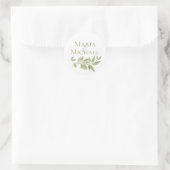 Hochzeit Elegant Foliage Grüne Einfache Gunst Runder Aufkleber (Tasche)