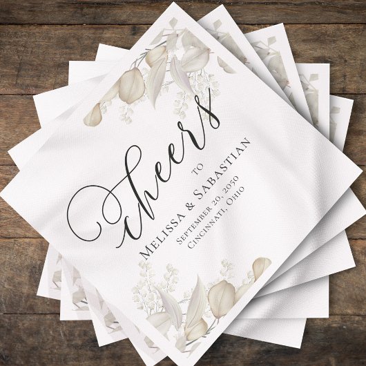Hochzeit Elegant Greenery Cheers Simple Serviette