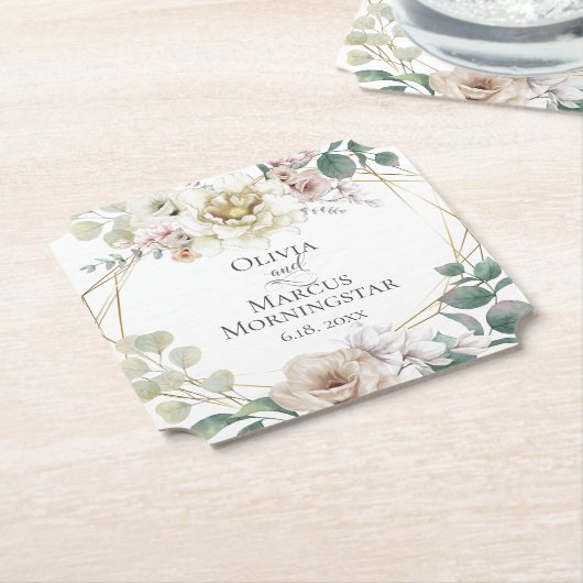 Hochzeit Elegant Ivory Blush Magnolias Untersetzer (angewinkelt)