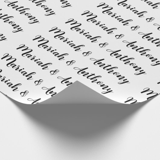 Hochzeit Elegant Klassisches Schwarz-weiß Geschenkpapier (Ecke)