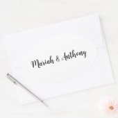 Hochzeit Elegant Klassisches Schwarz-weiß Ovaler Aufkleber (Umschlag)