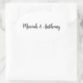 Hochzeit Elegant Klassisches Schwarz-weiß Ovaler Aufkleber (Tasche)