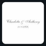 Hochzeit Elegant kreativ Beruflich Moderne Quadratischer Aufkleber<br><div class="desc">Diese Vorlage kann an alle beruflichen Beruf angepasst werden.</div>