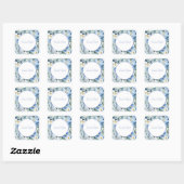Hochzeit Elegant Minimalistisch Classical Blue Flo Quadratischer Aufkleber (Blatt)