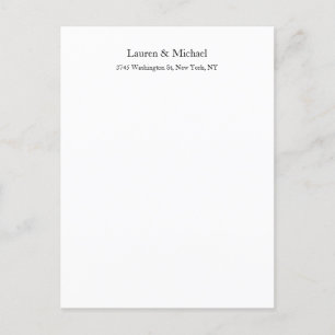 Hochzeit Elegant Minimalistisch klassisch Schwarz- Postkarte