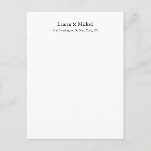 Hochzeit Elegant Minimalistisch klassisch Schwarz- Postkarte (Vorderseite)