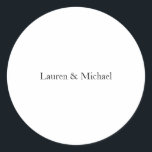 Hochzeit Elegant Minimalistisch klassisch Schwarz- Runder Aufkleber<br><div class="desc">Diese Vorlage kann an alle beruflichen Beruf angepasst werden.</div>