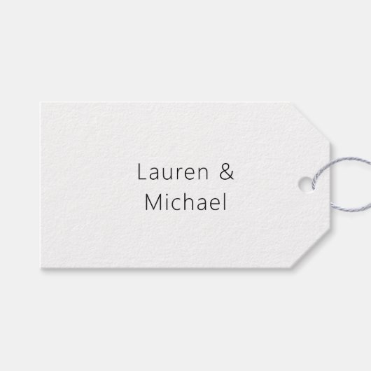 Hochzeit Elegant Minimalistisch Schlicht Schwarz-w Geschenkanhänger (Vorderseite (Horizontal))