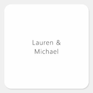 Hochzeit Elegant Minimalistisch Schlicht Schwarz-w Quadratischer Aufkleber