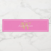 Hochzeit Elegant Monogram Initial + Name Chic Pink Wasserflaschenetikett (Einzelnes Label)