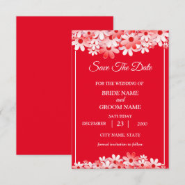 Hochzeit Elegant Rot Weiß Floral Save The Date