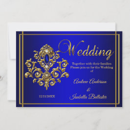 Hochzeit Elegant Royal Blue Gold Jewel Einladung