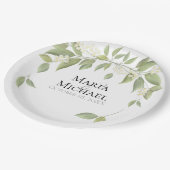 Hochzeit Elegant rustikale Eukalyptus Botanisch Pappteller (Schrägansicht)