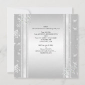 Hochzeit Elegant Silver Lace Floral Einladung (Rückseite)