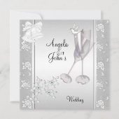 Hochzeit Elegant Silver Lace Floral Einladung (Vorderseite)