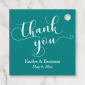 Hochzeit Elegant White auf Aquamarin Vielen Dank Geschenkanhänger (Rückseite)