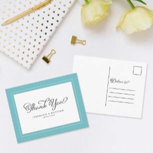 Hochzeit Elegante Aqua Chic Moderne Grenzen Postkarte