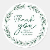 Hochzeit Elegante Blätter Wasserfarbenwelt Runder Aufkleber (Vorderseite)