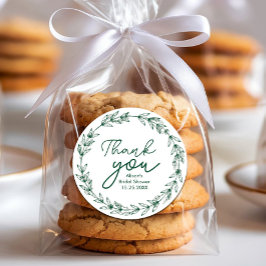 Hochzeit Elegante Blätter Wasserfarbenwelt Runder Aufkleber