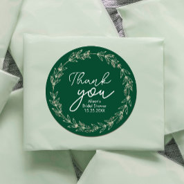 Hochzeit Elegante Blätter Wasserfarbenwelt Runder Aufkleber