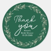 Hochzeit Elegante Blätter Wasserfarbenwelt Runder Aufkleber (Vorderseite)