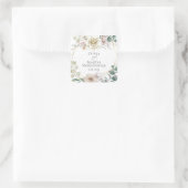 Hochzeit Elegante Elfenbeinblüte Magnolias Peonies Quadratischer Aufkleber (Tasche)