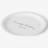Hochzeit Elegante Kalligrafie Kreativ Schwarz-weiß Pappteller (Schrägansicht)