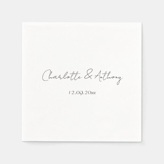 Hochzeit Elegante Kalligrafie Kreativ Schwarz-weiß Serviette (Vorderseite)